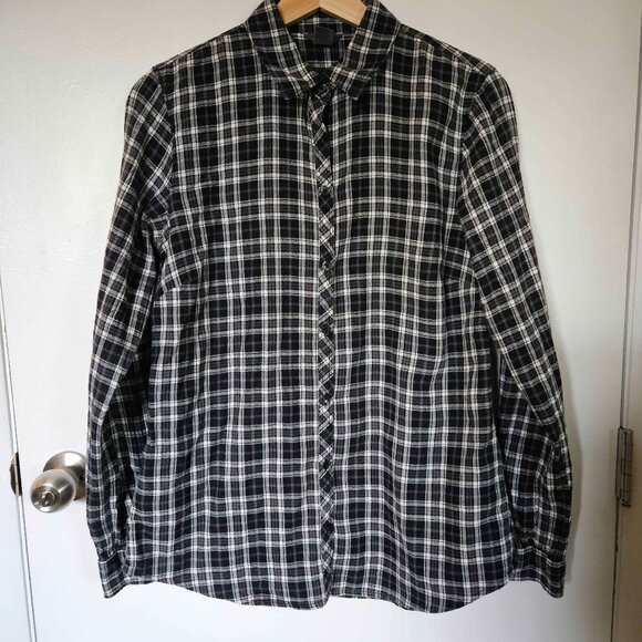 Eddie Bauer Plaid Flannel | Women's Size Small | Grey/Black/White - Picture 1 of 5